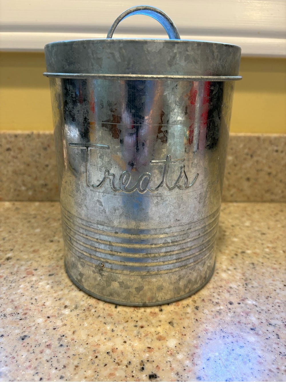 Retro Treats Galvanized Metal Storage Canister, Food Safe, Push Top